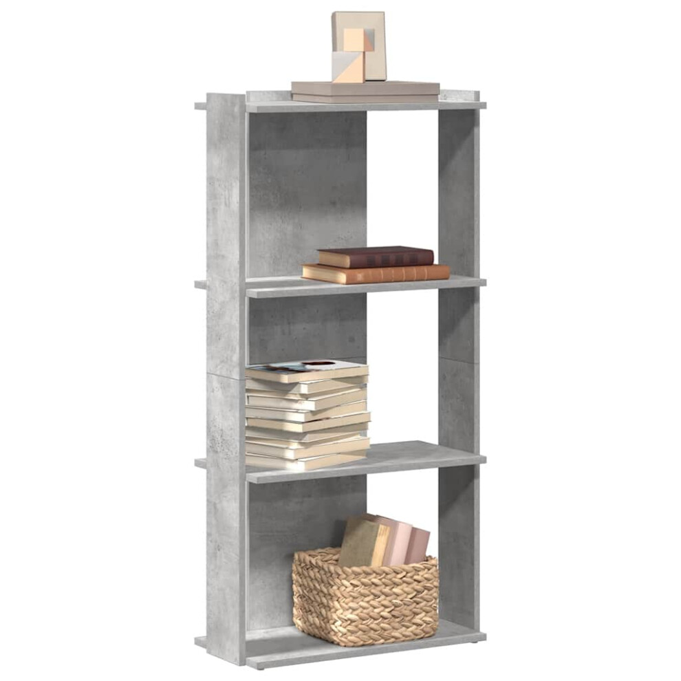 vidaXL Bookcase 3-Tier Concrete Grey 60x30x120 Cm Engineered Wood