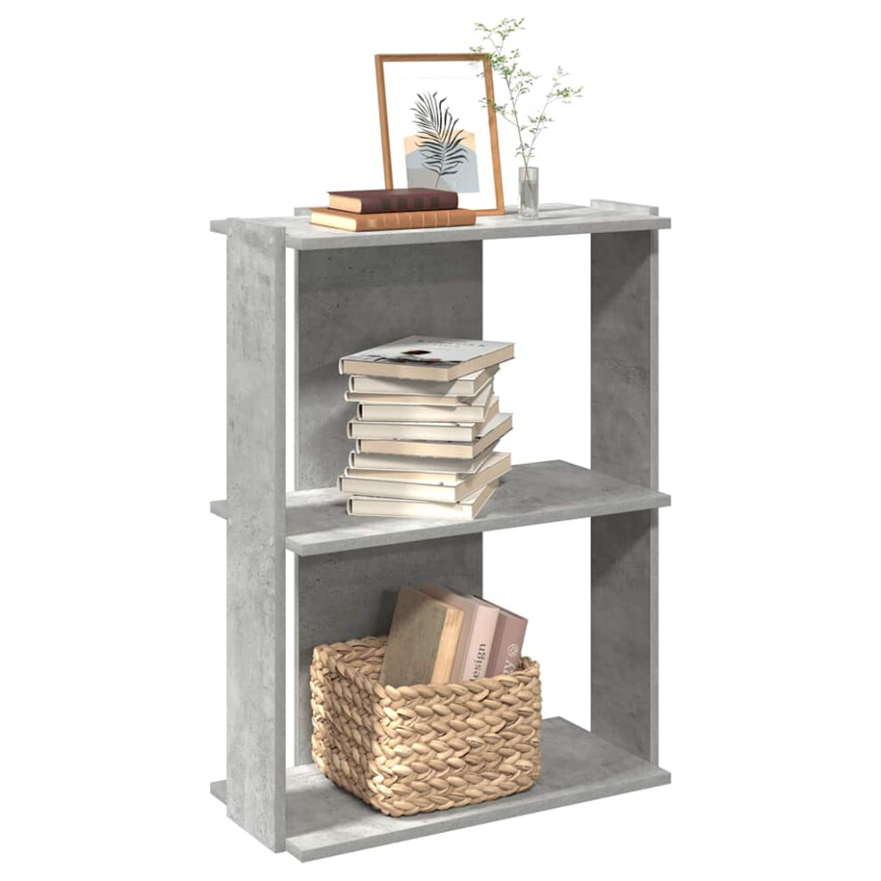 Vidaxl Bookcase 3-Tier Concrete Grey 60X30x80 Cm Engineered Wood Bookshelf