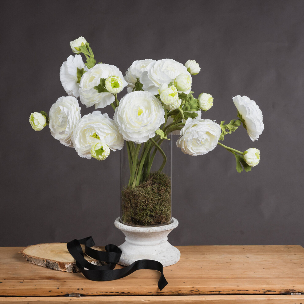 Hill Interiors White Ranunculus Spray