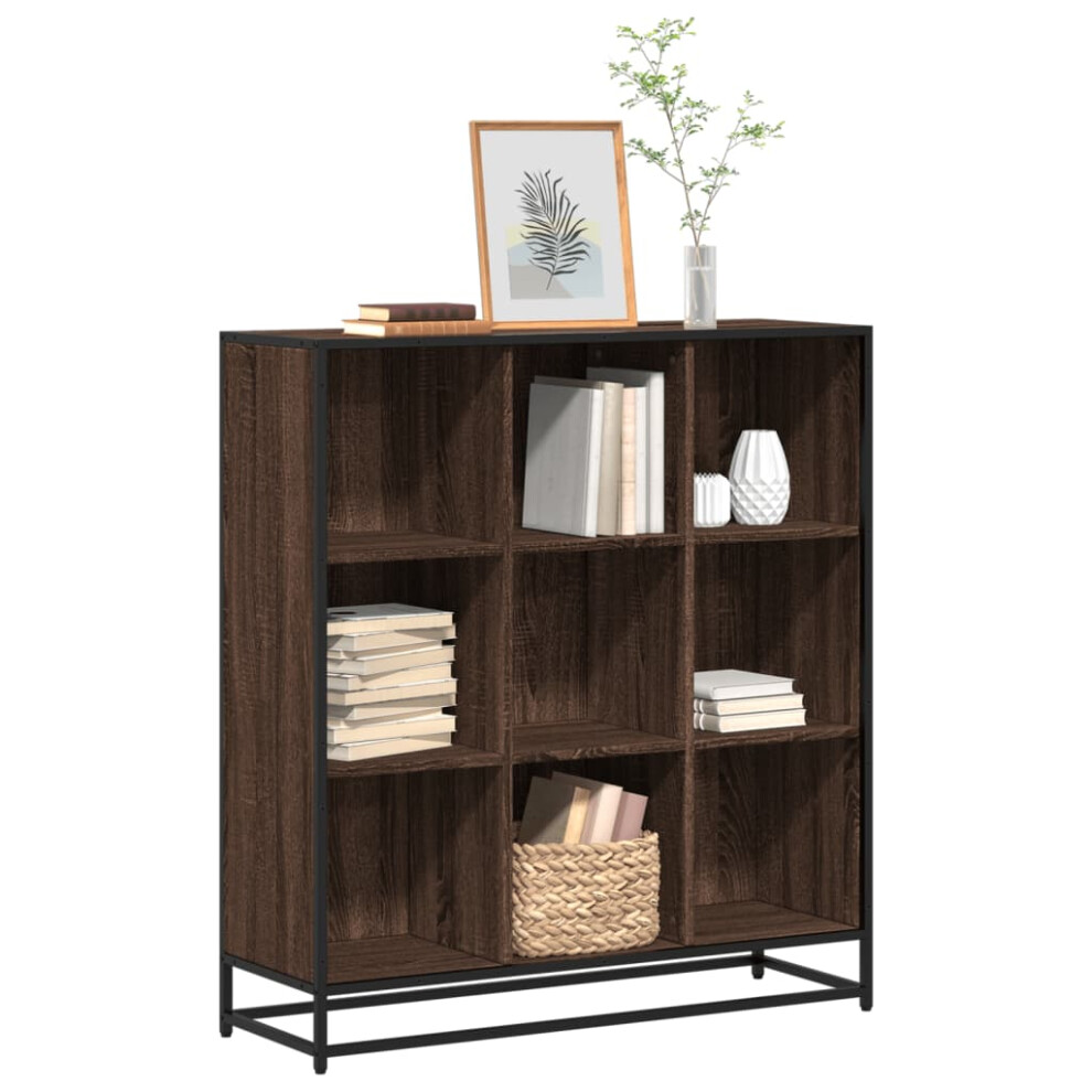 Vidaxl Bookcase Bookshelf Storage Cabinet Brown Oak Engineered Wood And Metal
