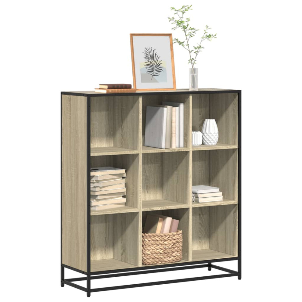 Vidaxl Bookcase Bookshelf Storage Cabinet Sonoma Oak Engineered Wood And Metal