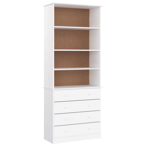 VidaXL vidaXL Bookcase Book Shelf Cabinet with Drawers ALTA White Solid Wood Pine 1