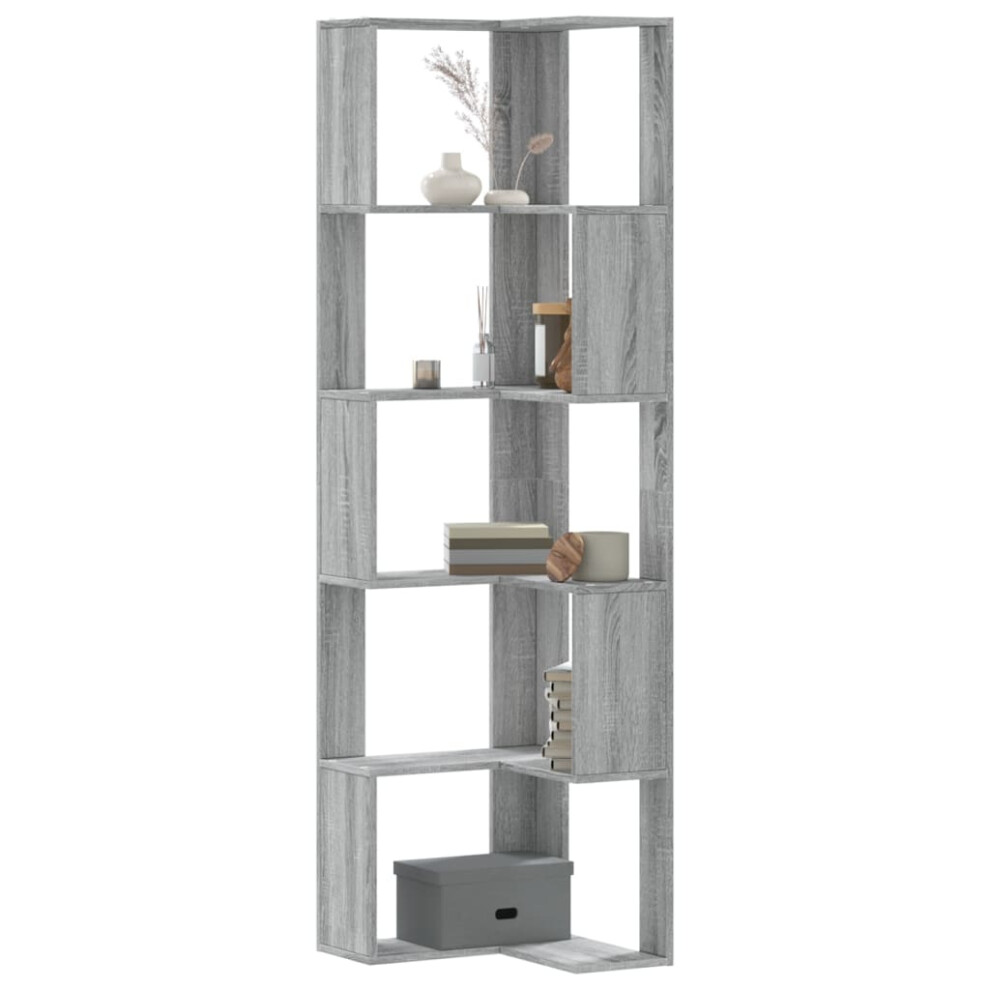 vidaXL - Corner Bookcase - 5-Tier - 50x50x179 cm - Grey - Image 3