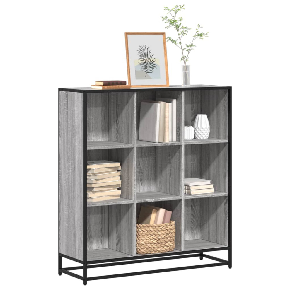 Vidaxl Bookcase Bookshelf Storage Shelf Sonoma Engineered Wood And Metal Grey