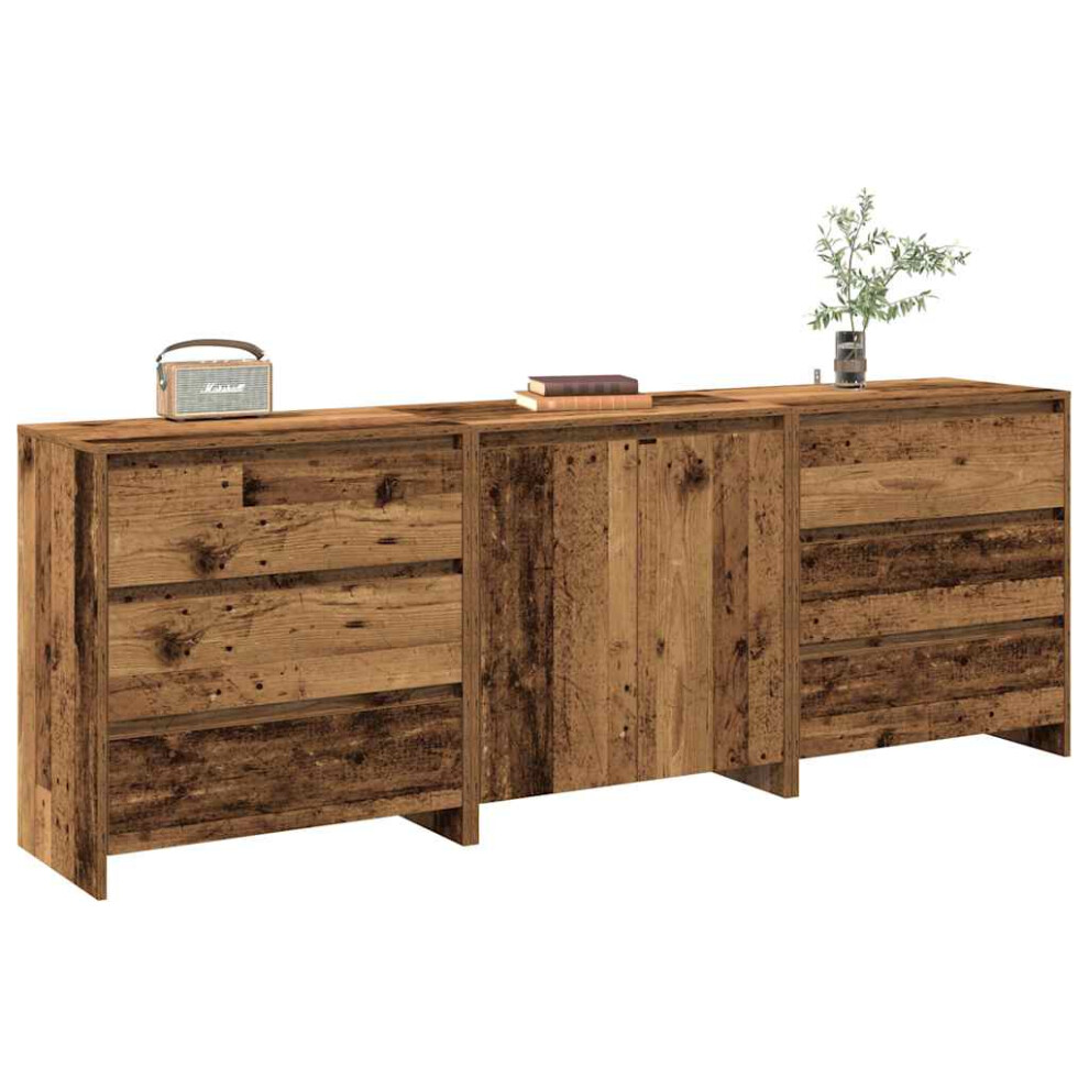 Vidaxl 3 Piece Sideboard Old Wood Engineered Wood Storage Cabinet