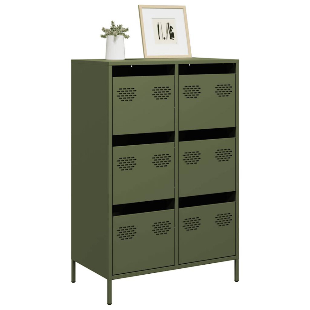 vidaXL Highboard Olive Green 68x39x101.5 Cm Steel