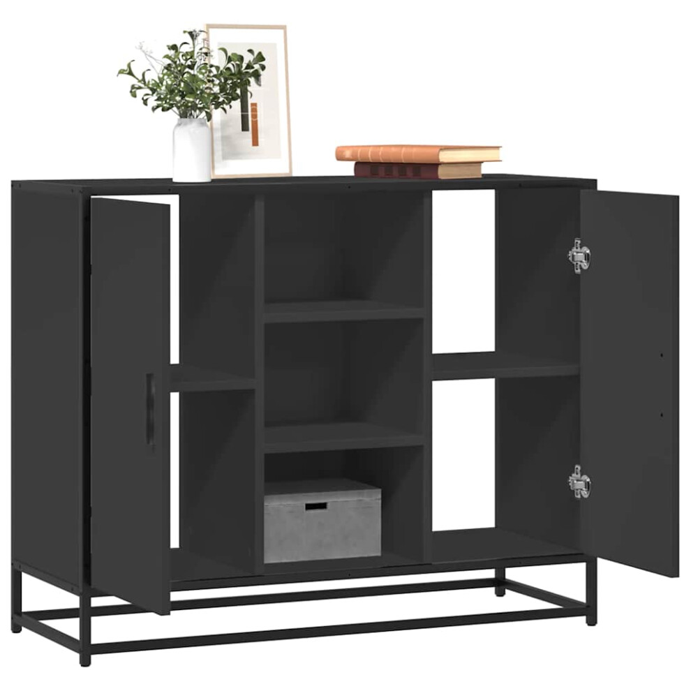 Vidaxl Sideboard Black 92X35x76 Cm Engineered Wood Storage Cabinet