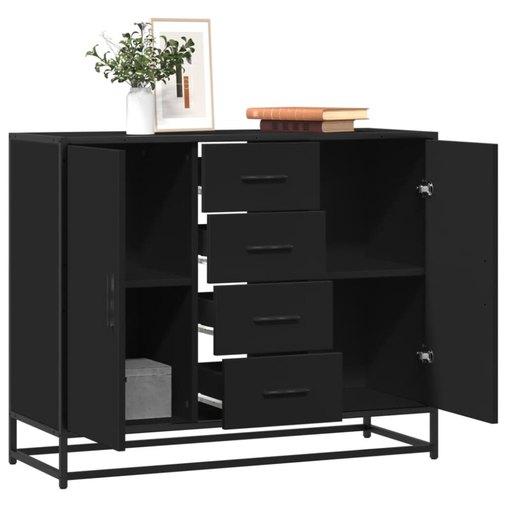 Vidaxl Sideboard Storage Cupboard Cabinet Highboard Black Engineered Wood