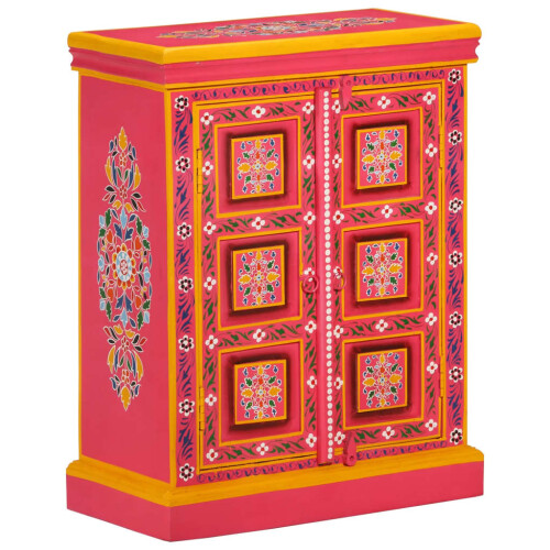 VidaXL vidaXL Sideboard Solid Mango Wood Pink Hand Painted