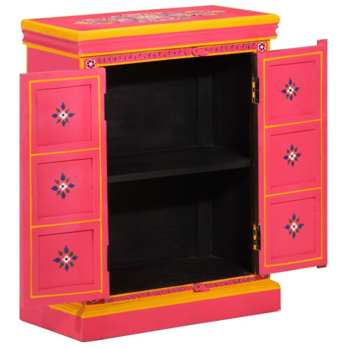 VidaXL vidaXL Sideboard Solid Mango Wood Pink Hand Painted 2