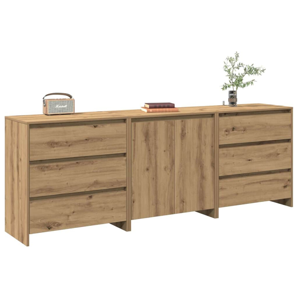 Vidaxl 3 Piece Sideboard Artisan Oak Engineered Wood
