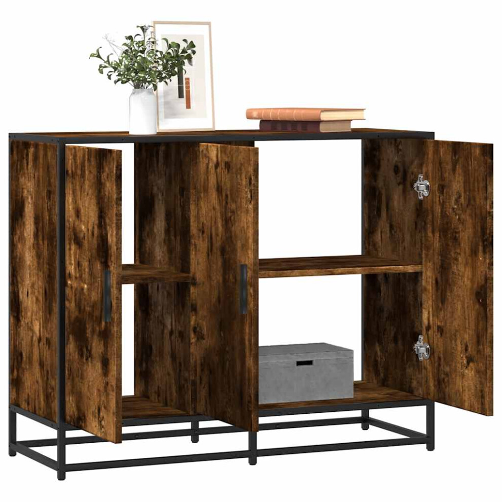Vidaxl Sideboard Smoked Oak 94X35x76 Cm Engineered Wood Storage Cabinet