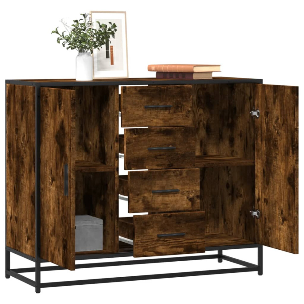 Vidaxl Sideboard Storage Cupboard Cabinet Highboard Smoked Oak Engineered Wood