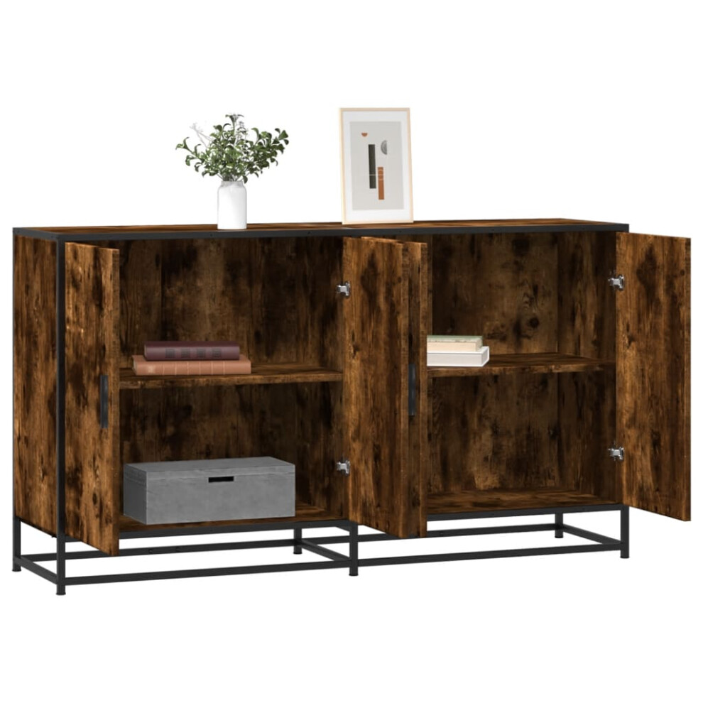 vidaXL Sideboard Smoked Oak 134x35x76 cm Engineered Wood