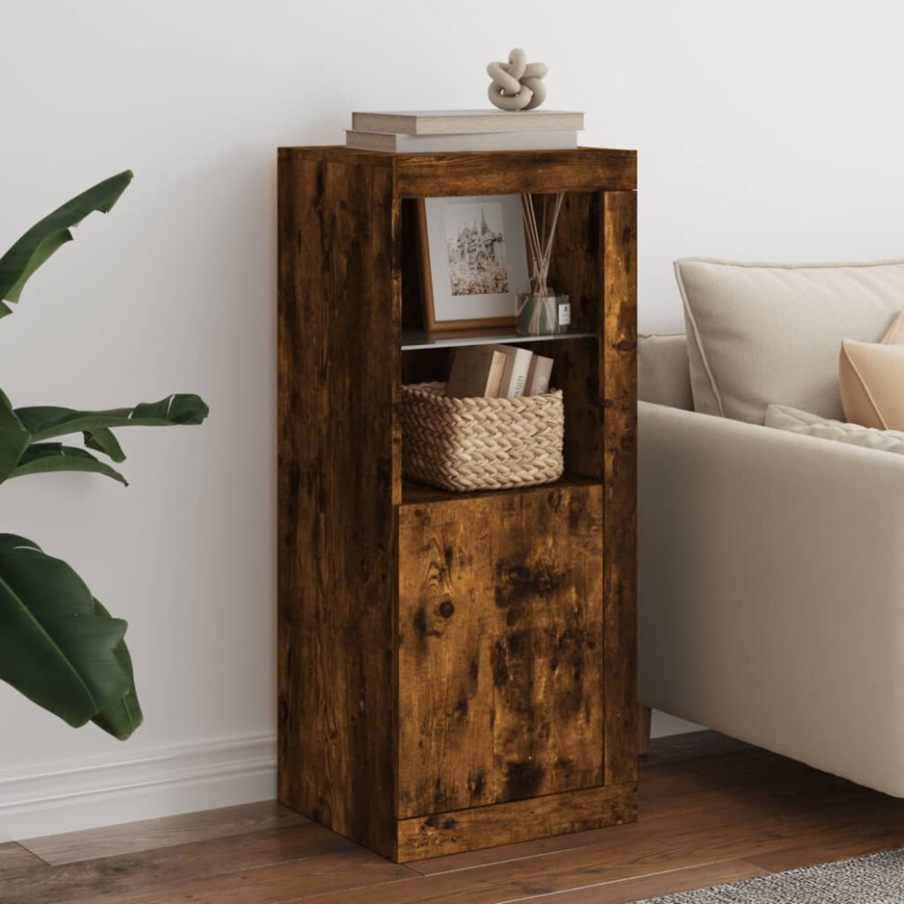 Vidaxl Sideboard With Led Lights Cupboard Highboard Storage Cabinet Smoked Oak