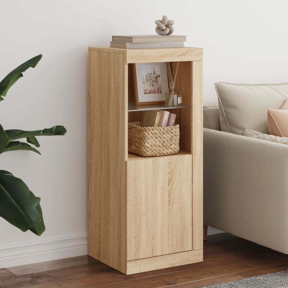 Vidaxl Sideboard With Led Lights Cupboard Highboard Storage Cabinet Sonoma Oak