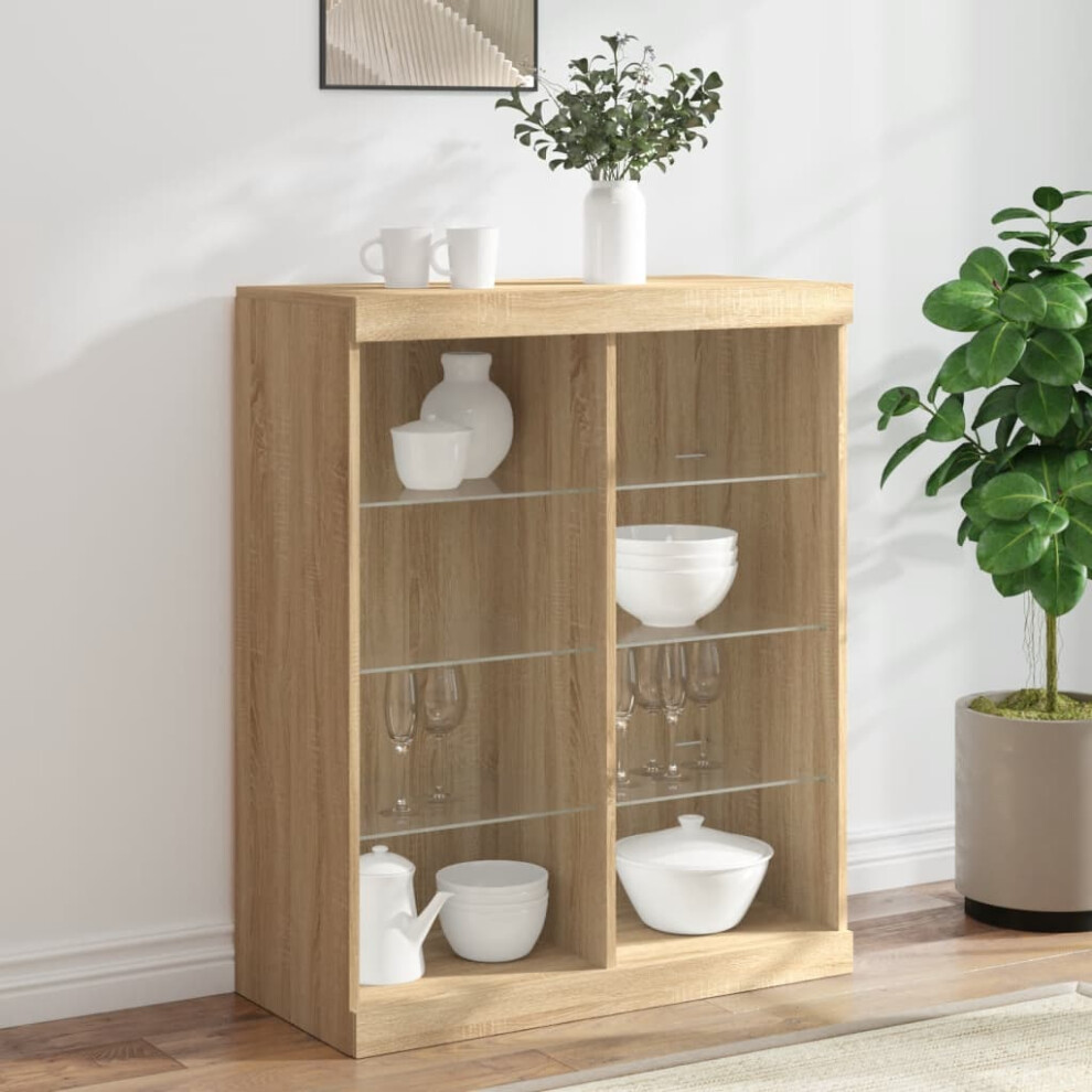 Vidaxl Sideboard With Led Lights Cupboard Highboard Storage Cabinet Sonoma Oak