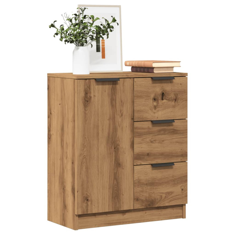 VIDAXL Artisan Oak Sideboard - 3 Drawers - Brown - 70 x 60 x 30cm - Image 3