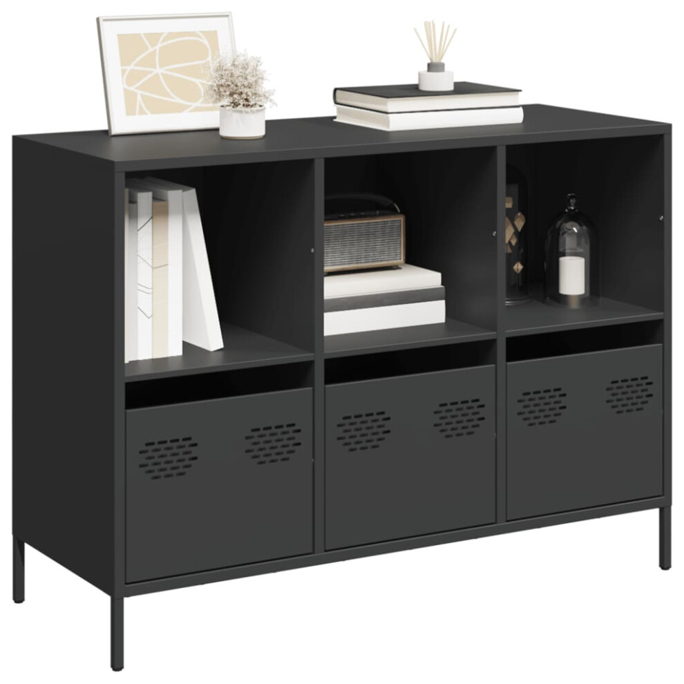 B&Q - Sideboard Black 101.5X39X73.5 Cm Cold-Rolled Steel - Image 2
