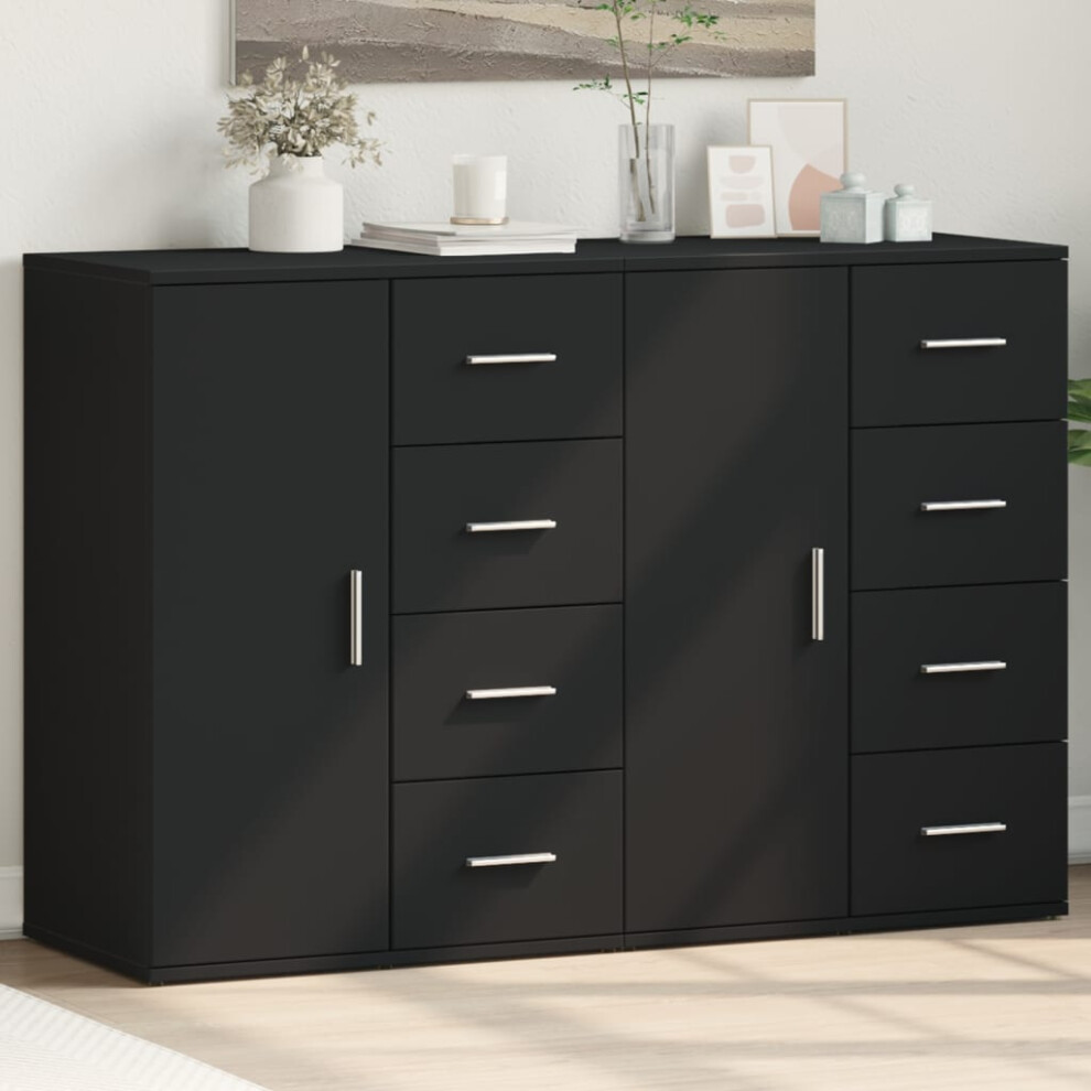 vidaXL Sideboards 2 pcs Black 59x39x80 cm Engineered Wood