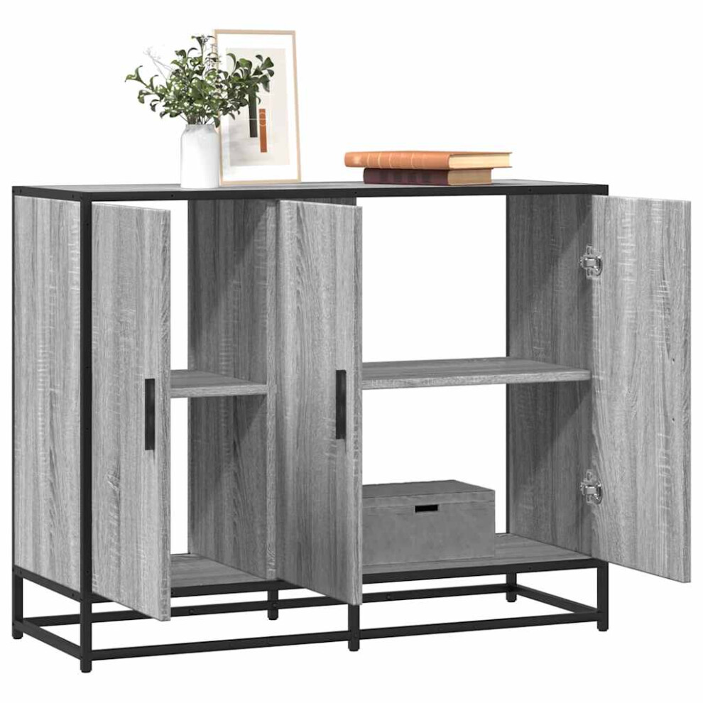 Vidaxl Sideboard Grey Sonoma 94X35x76 Cm Engineered Wood Storage Cabinet