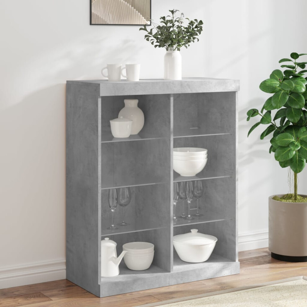 Vidaxl Sideboard With Led Lights Cupboard Highboard Side Cabinet Concrete Grey