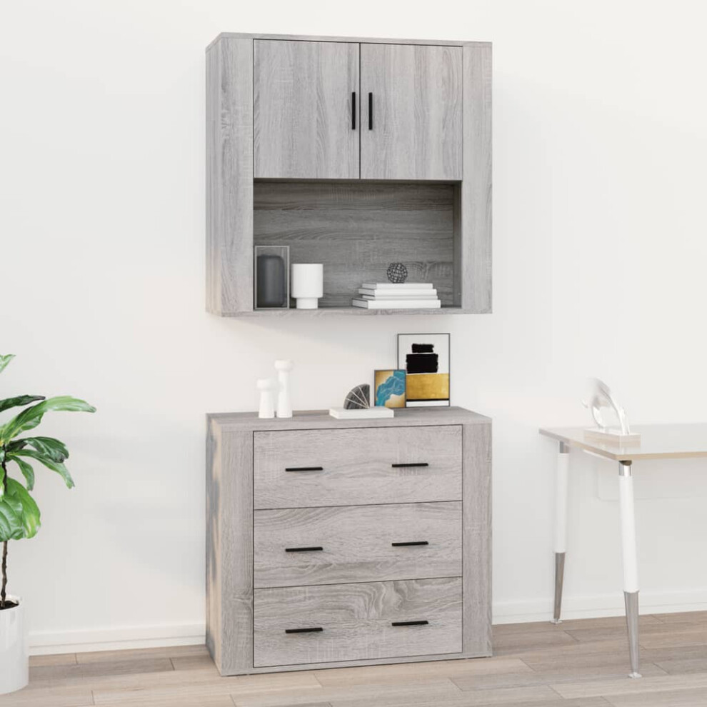 vidaXL Wall Cabinet Grey Sonoma 80x33x80 Cm Engineered Wood