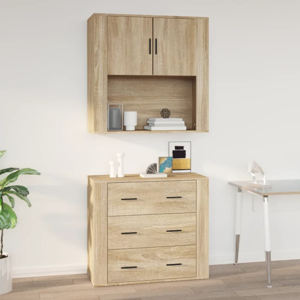 vidaXL Wall Cabinet Sonoma Oak 80x33x80 Cm Engineered Wood