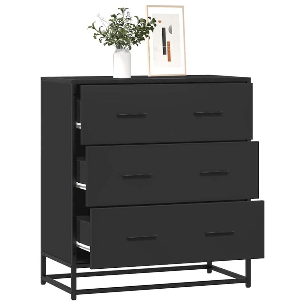Vidaxl Sideboard Black 68X35x76 Cm Engineered Wood And Metal Storage Cabinet