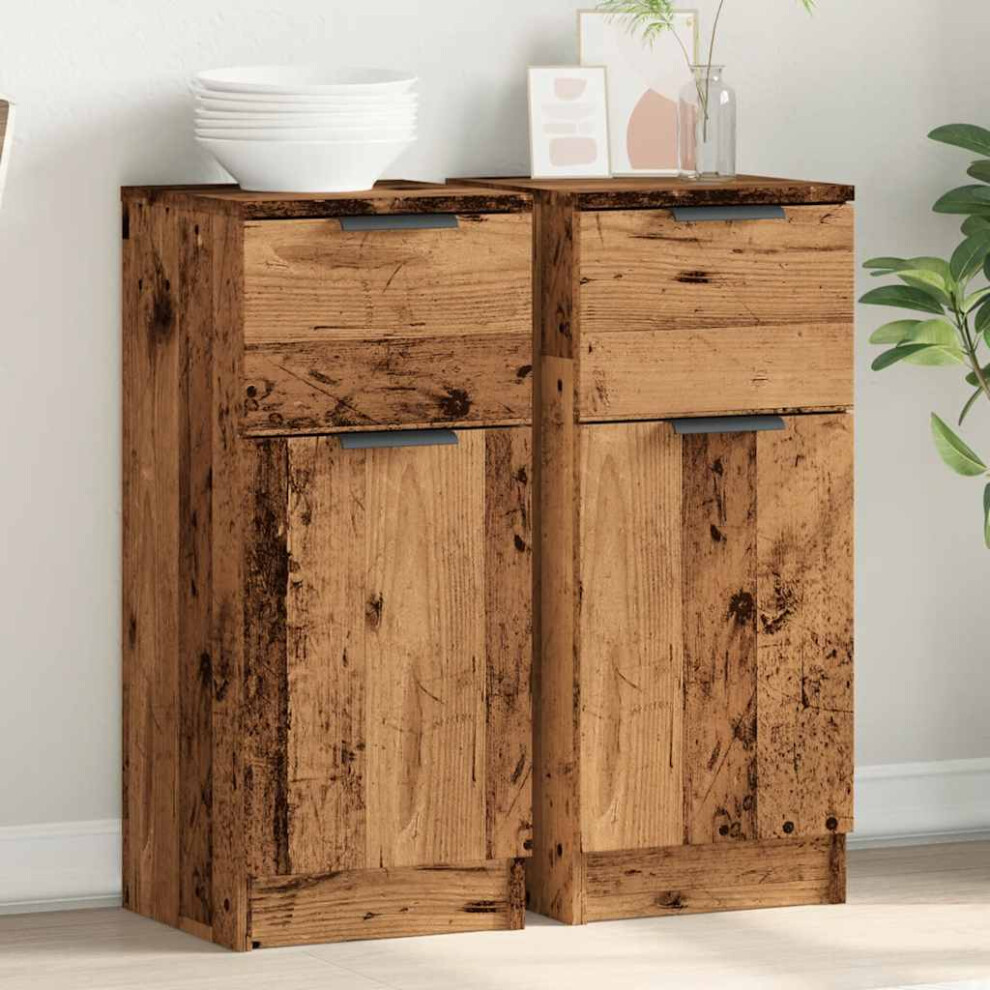 Vidaxl Sideboards 2 Pcs Old Wood 30X30x70 Cm Engineered Wood Cabinet Cupboard