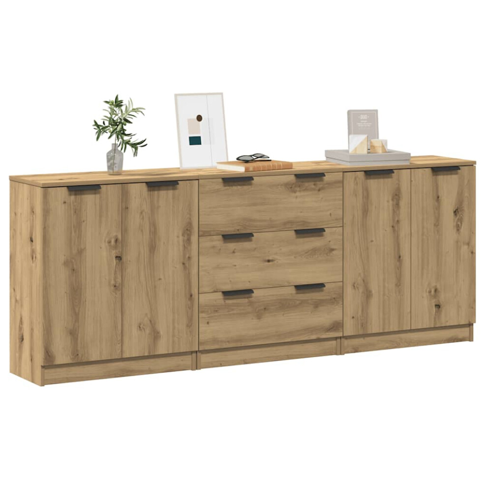 Vidaxl Sideboards 3 Pcs Artisan Oak 60X30x70 Cm Engineered Wood
