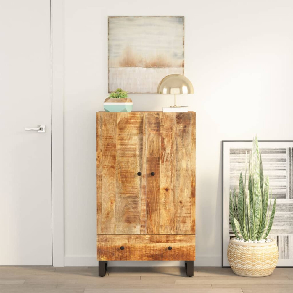Vidaxl Highboard Cupboard With Drawer Sideboard Solid Wood Mango And Iron