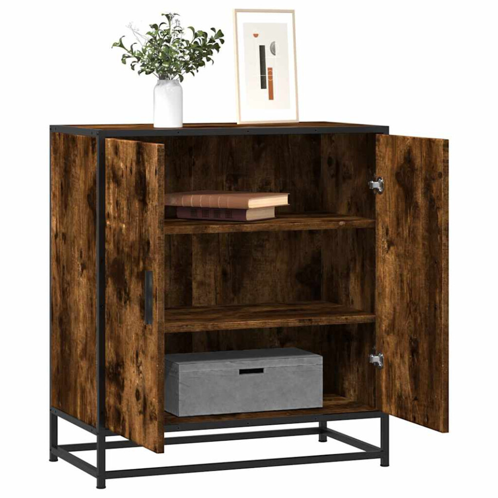 vidaXL Sideboard Smoked Oak 68x35x76 cm Engineered Wood and Metal