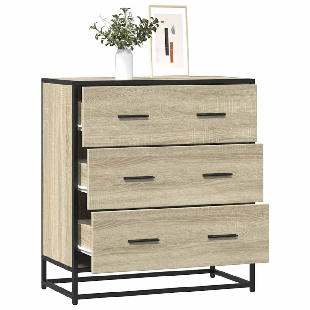 Vidaxl Sideboard Sonoma Oak 68X35x76 Cm Engineered Wood And Metal