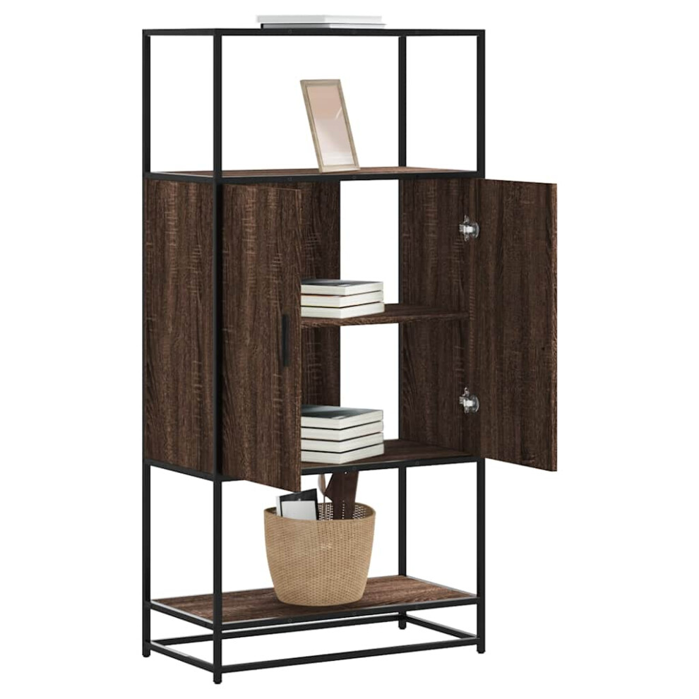 Vidaxl Highboard Brown Oak 68X35x139 Cm Engineered Wood And Metal Side Cabinet