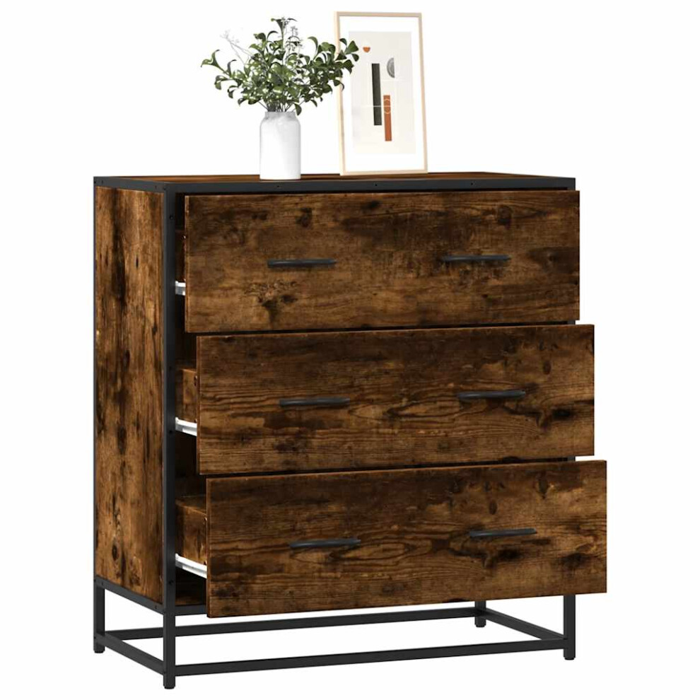 Vidaxl Sideboard Smoked Oak 68X35x76 Cm Engineered Wood And Metal