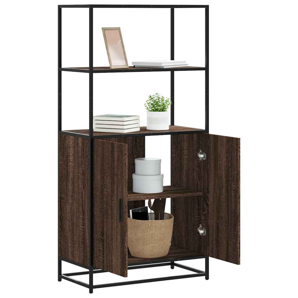 Vidaxl Highboard Oak 68X35x139 Cm Engineered Wood And Metal Side Cabinet Brown
