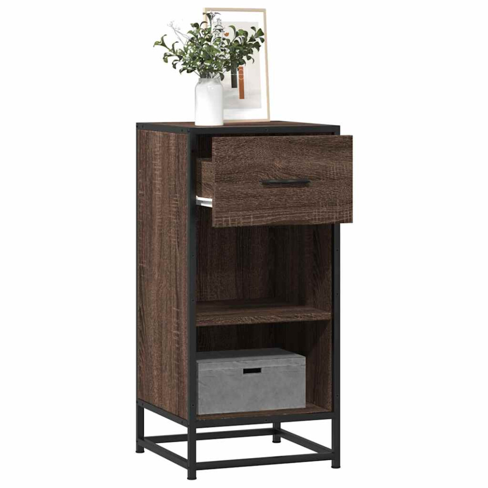 Vidaxl Sideboard Brown Oak 35.5X35x76 Cm Engineered Wood And Metal