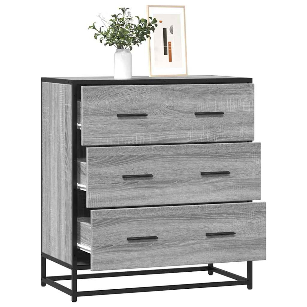 Vidaxl Sideboard Grey Sonoma 68X35x76 Cm Engineered Wood And Metal