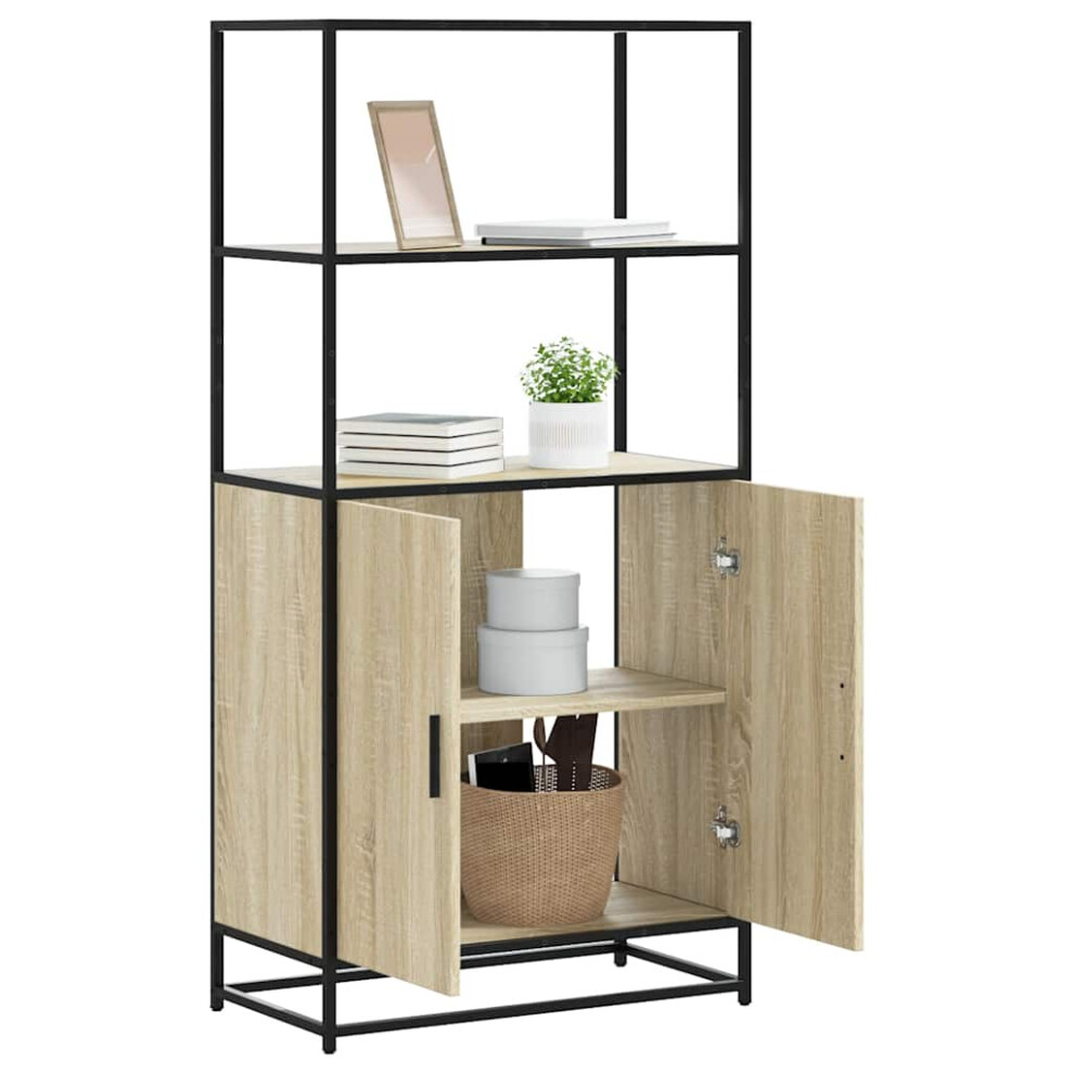 Vidaxl Highboard Sonoma Oak 68X35x139 Cm Engineered Wood And Metal