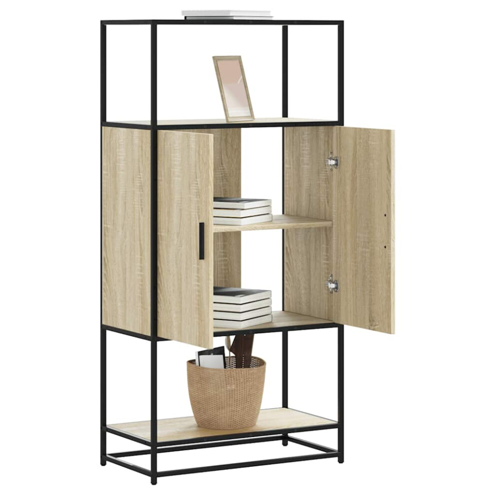 Vidaxl Highboard Sonoma Oak 68X35x139 Cm Engineered Wood And Metal