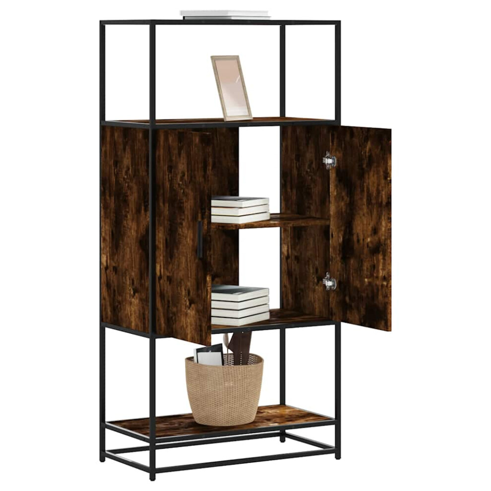 Vidaxl Highboard Smoked Oak 68X35x139 Cm Engineered Wood And Metal