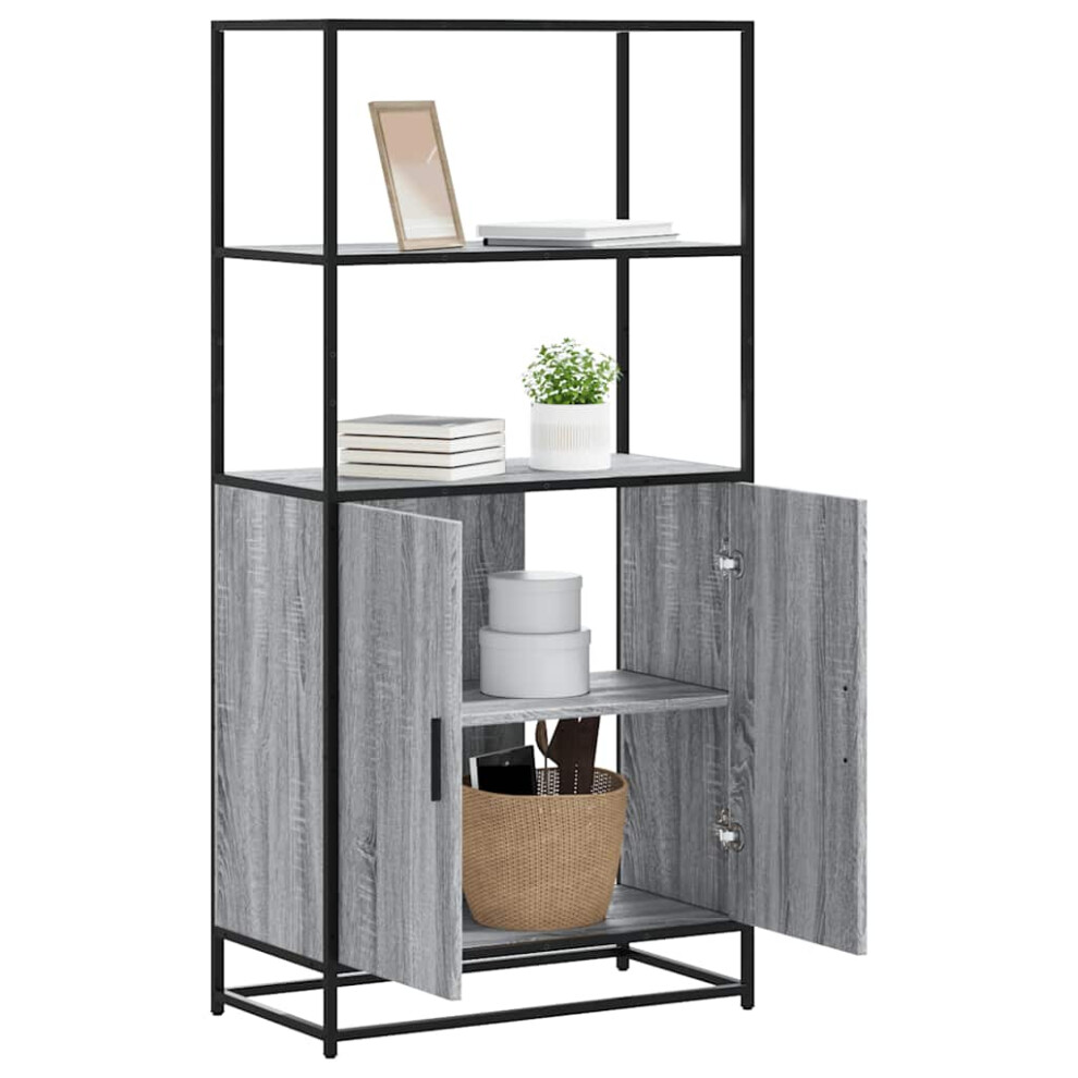 vidaXL Highboard Grey Sonoma 68x35x139 cm Engineered Wood and Metal