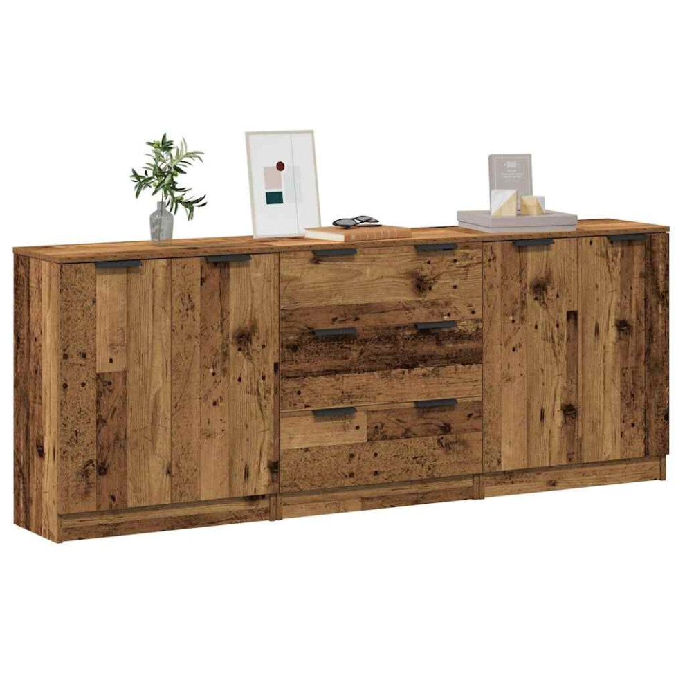 vidaXL Sideboards 3 pcs Old Wood 60x30x70 cm Engineered Wood storage cabinet