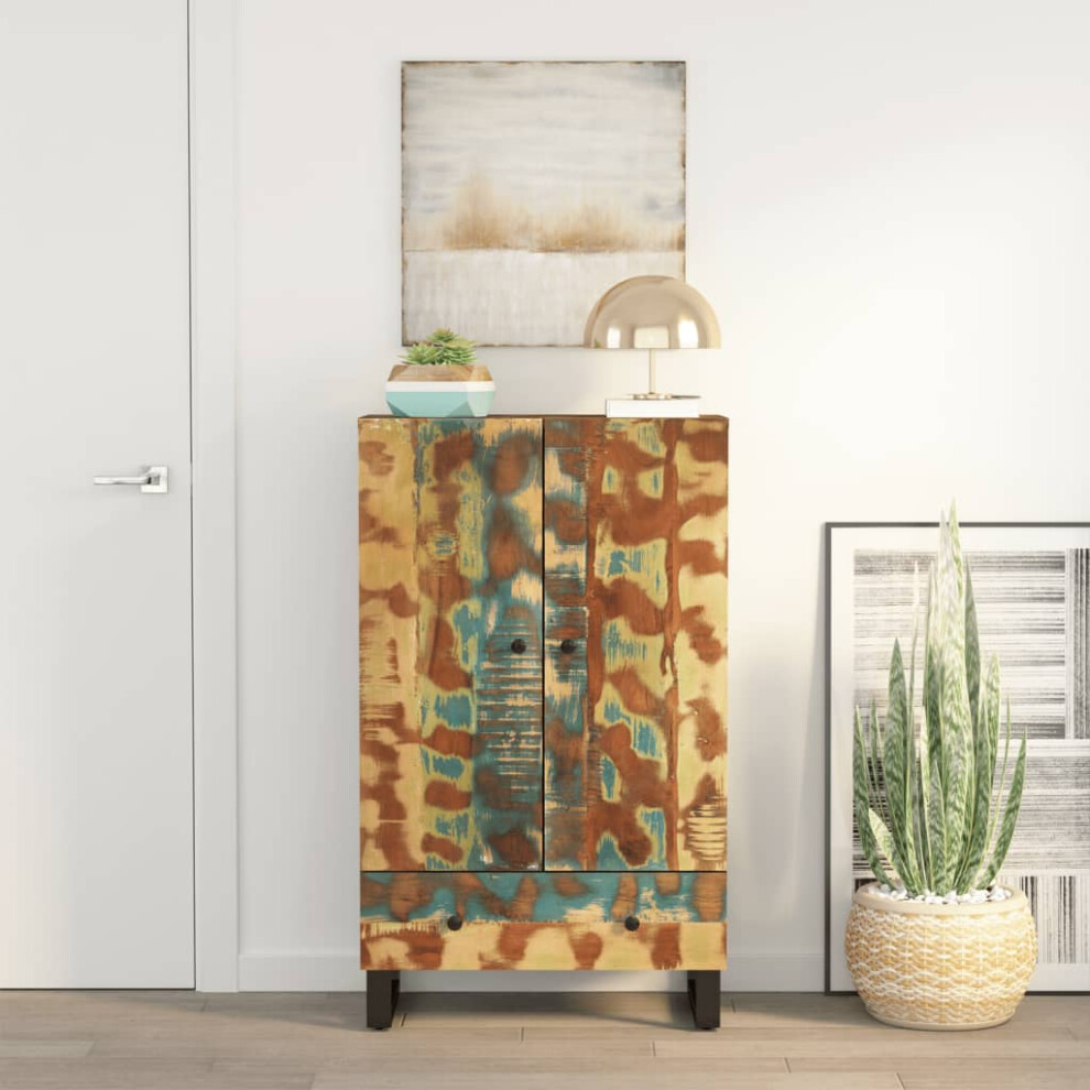 Vidaxl Highboard Cupboard With Drawer Sideboard Solid Wood Reclaimed And Iron