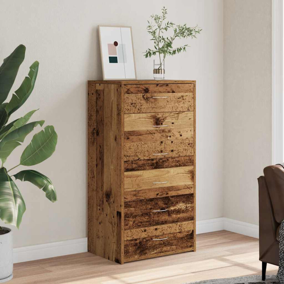 Vidaxl Sideboard With 6 Drawers Old Wood 50X34x96 Cm Engineered Wood