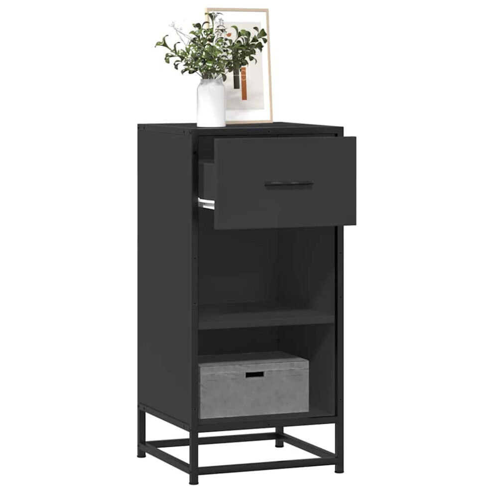 Vidaxl Sideboard Black 35.5X35x76 Cm Engineered Wood And Metal Storage Cabinet