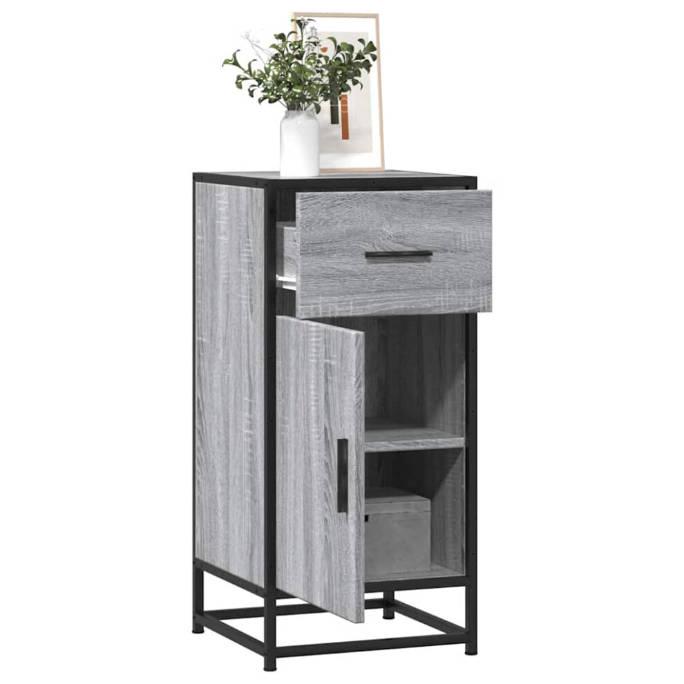 Vidaxl Sideboard Grey Sonoma 35.5X35x76 Cm Engineered Wood And Metal