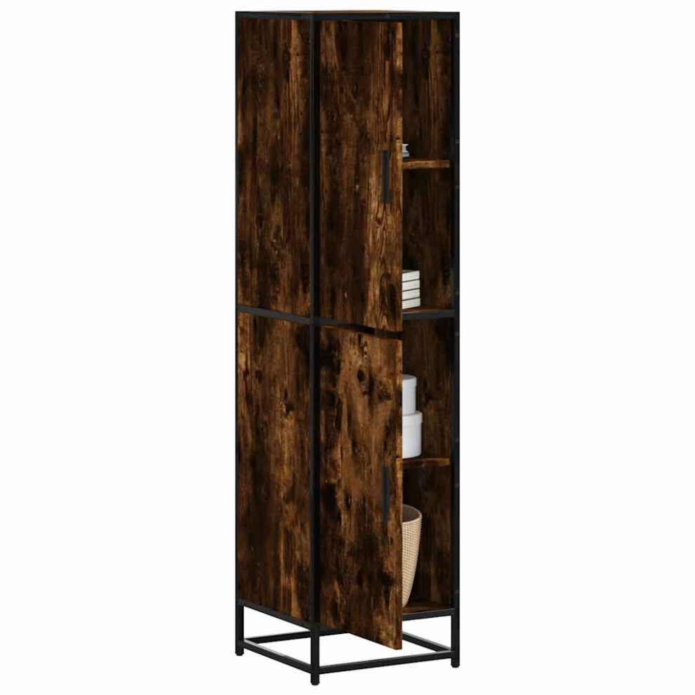 vidaXL Highboard Smoked Oak 35.5x35x139 cm Engineered Wood and Metal