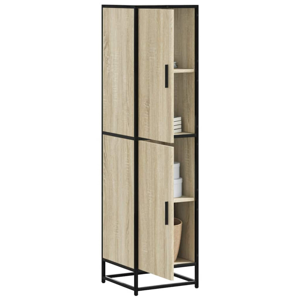 vidaXL Highboard Sonoma Oak 35.5x35x139 cm Engineered Wood and Metal